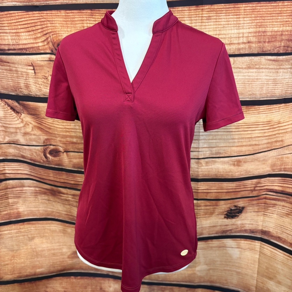 Reel Legends Womens Freeline Burgandy UV Resistant Short Sleeve Top Size M